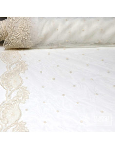Tul Bordado Ramas Puntas Beige -  Telas Bordadas - Imagen 1