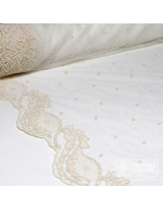 Tul Bordado Ramas Puntas Beige -  Telas Bordadas - Imagen 2