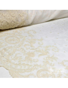 Tul Bordado Beige Arcila- Telas de Tul Bordadas - Imagen 2
