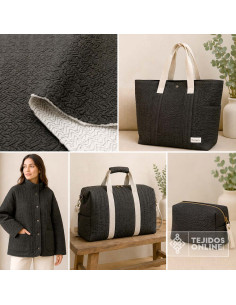 Tela Acolchada Negra Zig Zag  | Venta de Telas Online - Imagen 2