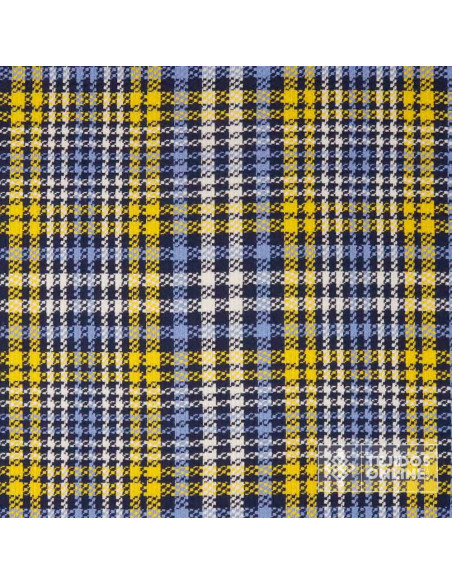 Tela Cuadro Pata Gallo Azul y Amarilla | Tejido de Cuadros - Imagen 4