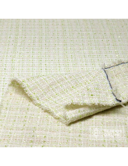Tela Blanco Roto Verde Lima - Comprar Tela de Chanel - Imagen 2