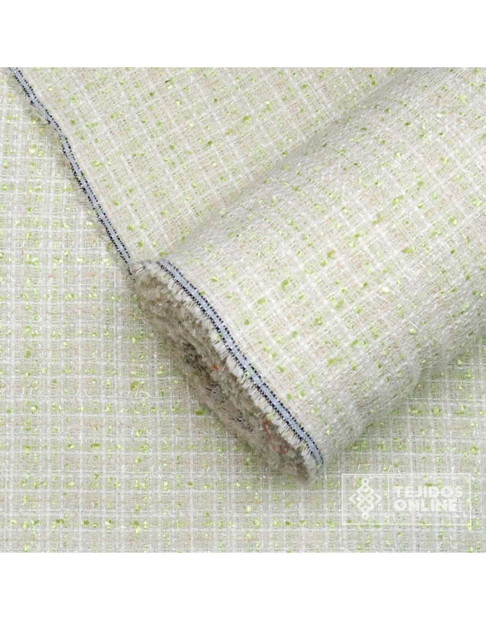 Tela Blanco Roto Verde Lima - Comprar Tela de Chanel - Imagen 3