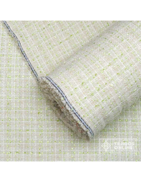 Tela Blanco Roto Verde Lima - Comprar Tela de Chanel - Imagen 3
