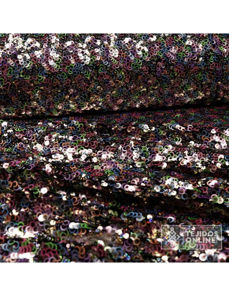 Tela Lentejuela Argollas Multicolor - Telas de Tul - Tienda de Telas - Imagen 3