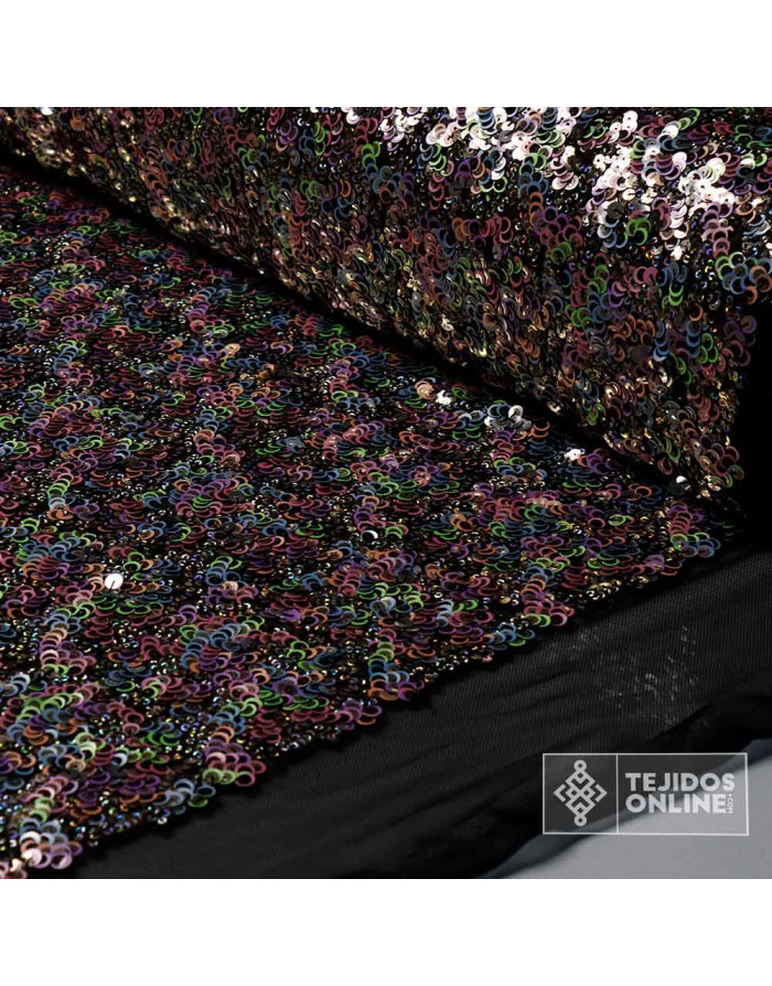Tela Lentejuela Argollas Multicolor - Telas de Tul - Tienda de Telas - Imagen 4