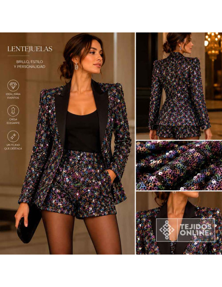 Tela Lentejuela Argollas Multicolor - Telas de Tul - Tienda de Telas - Imagen 2
