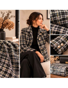 Lana en Chanel Hilatura Amarilla y Rosa | Tela Cuadros - Imagen 2