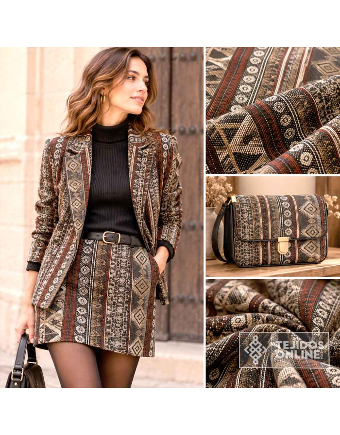 Tela Jacquard Azteca en Lana - Telas de Moda - Imagen 2
