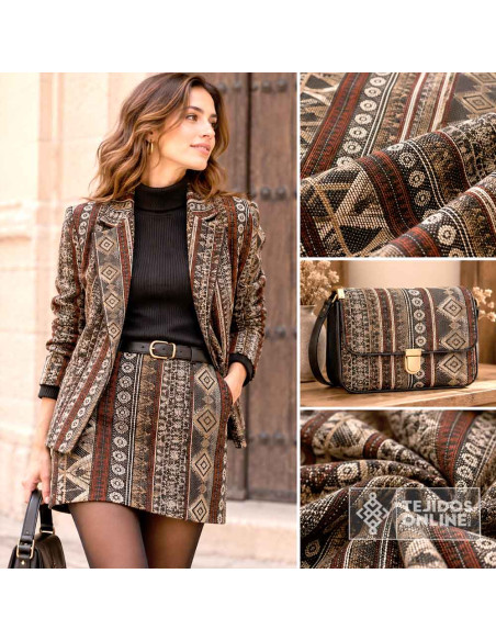 Tela Jacquard Azteca en Lana - Telas de Moda - Imagen 2