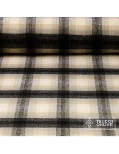 Tela Lana Cuadros Beige y Negro · Tela clásica de vestir - Imagen 1