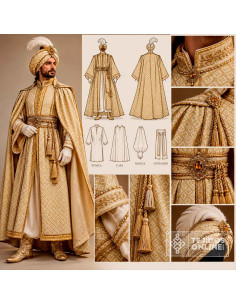 Tela Reyes Magos Brocado Beige Oriente - Telas para Cabalgatas - Imagen 2