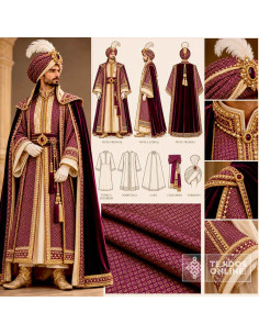 Tela Reyes Magos Brocado Morado Oriente - Telas para Cabalgatas - Imagen 2