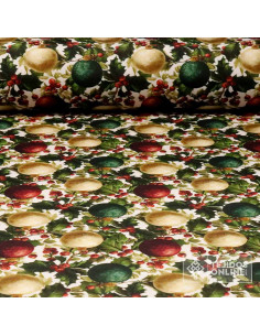 Loneta Navideña Bolas y Acebo | Decoración - Imagen 1