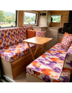 Loneta Ikat Morada y Naranja | Telas para Manualidades - Imagen 2