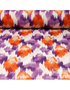 Loneta Ikat Morada y Naranja | Telas para Manualidades - Imagen 1