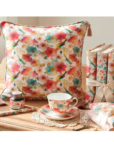 Tela de Flores Estampada con Ave – Tejidos Online - Imagen 2