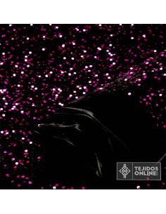 Lentejuela Fucsia Base Terciopelo - Telas de Lentejuela - Imagen 2