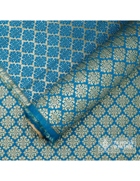Tela Jacquard Aguamarina Oro Viejo - Telas para Cabalgatas - Imagen 2